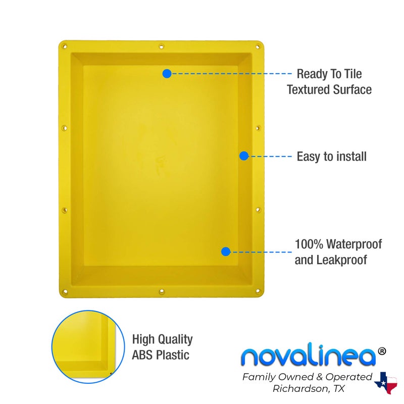 Novalinea 16" x 20" Single Shelf Recessed Shower Niche with Mounting Screws Included, Mounts Flush with 1/2" Backerboard, Ready to Tile, Easy to Install and Waterproof - Image 2